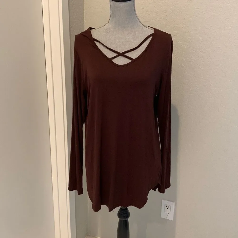 Brown Long Sleeve Top - Picture 1 of 6